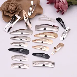 Metal Snap Hair Clips Minimalist Water Drop Teardrop Oval Rectangle Shape BB Hairpin Styling Accessories For DIY