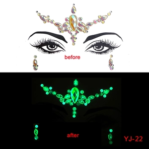 Face jewel set with luminous green glow effect for Halloween EDM parties and festivals