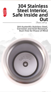 Macro view of food-grade SUS 304 stainless steel interior on vacuum bamboo thermos