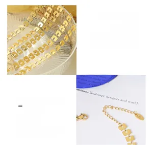 Dettaglio del bracciale in acciaio titanio chirurgico placcato oro 18k con maglie quadrate