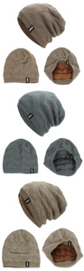 Detailed view of winter knit beanie showing wave pattern and soft fleece lining texture