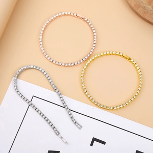 Classic 4mm tennis bracelets in gold silver and rose gold with sparkling zircon stones