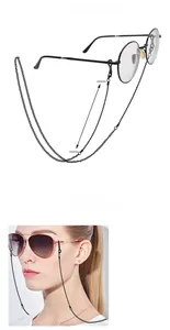Detail view of black beaded eyewear chain showing a 11.5 CM secure hook attachment