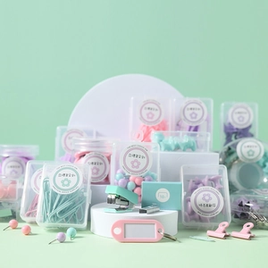 Fournitures Bureau Macaron Pinces Notes Trombones Agrafeuse Punaises Étiquettes Clés Pour Bureau École Organisation Bureau