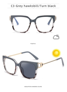 Detail showing grey hawksbill sunglasses lenses changing to black in sunlight