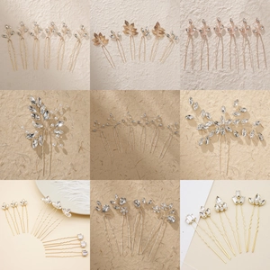 Épingle À Cheveux En U En Alliage De Strass Mariée Mariage Feuille Florale Accessoires Élégants Femmes