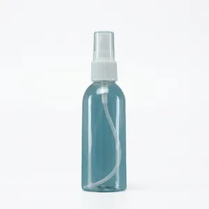 Blue translucent plastic spray bottle with white nozzle and clear cap for liquid storage