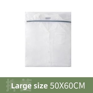 Large 50X60CM fine mesh laundry bag for shirts with grey zipper closure and honeycomb texture