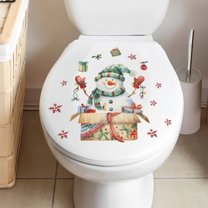Selbstklebender Weihnachts-Schneemann Toilettendeckelaufkleber mit bunten Geschenkboxen