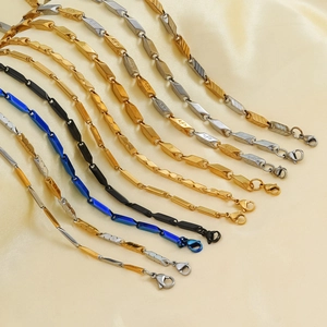 Collana con Catena a Bastoncino Smussato Romboidale in Acciaio Inossidabile Minimalista per Uomo Donna Gioielli Geometrici