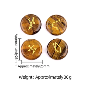 Tiger Eye Crystal Archangel Rune Stones Set of 4 with Gold Engraved Symbols