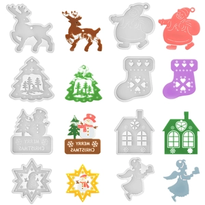 Christmas Silicone Molds For DIY Resin Casting Reindeer Santa Snowman Shape Pendant Keychain Making Flexible Bakeware