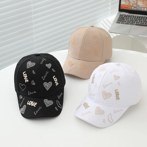 Casquette de baseball en coton pour enfants de 3 à 8 ans avec broderie LOVE et cœur stylé