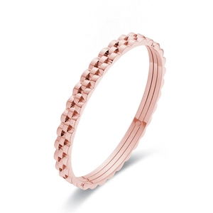 Bracciale moderno a tre strati in acciaio inossidabile oro rosa con faccette geometriche