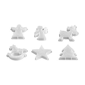 6-piece Christmas silicone mold set featuring deer, tree, and angel for DIY crafts