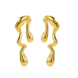Minimalist 18K gold plated stainless steel teardrop stud earrings with polished mirror finish