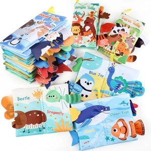 Baby Cloth Book 3D Animal Tails Soft Crinkle Paper Sensory Early Education Toy Washable For Infants Toddlers