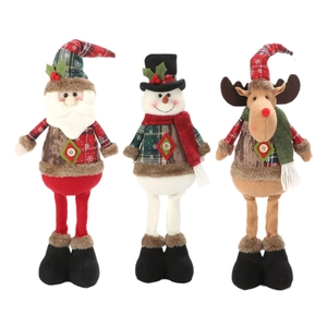 Standing Christmas plush dolls set featuring Santa, Snowman and Reindeer figurines
