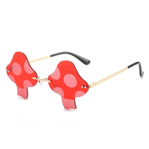Mushroom Shape Polka Dot Rimless Sunglasses Metal Frame Novelty Party Eyewear Fashion Personality UV400