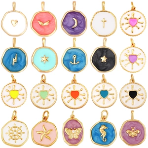 Assorted colorful DIY copper charms in heart, moon and star shapes for jewelry making