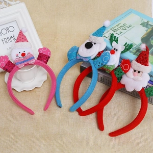 Luminous Christmas headbands with sequins and plush fabric in pink, blue, and red colors