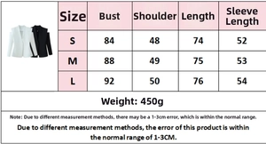 Size chart for women slim fit blazer showing bust and shoulder measurements