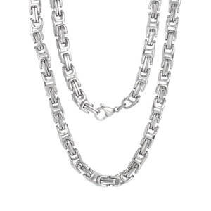 Classic 6mm silver Byzantine chain necklace in stainless steel with lobster clasp