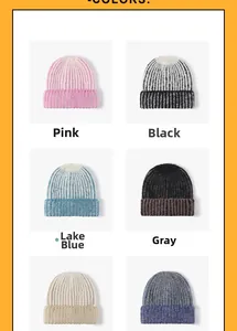 Detailed grid view showcasing various color options of thick knit winter beanies
