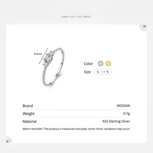 Elegant 925 sterling silver twist ring with three cubic zirconia stones on white background