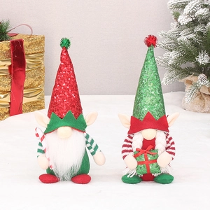 Handgemachte Weihnachts-Pailletten-Wichtel Plüsch Ornament Elf Zwerg Tischdeko Für Festliche Feiertage Zuhause Dekoration Geschenk Rot Grün