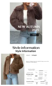 Close-up of brown faux fur texture and zipper details on this fluffy winter coat