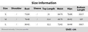 Detailed size chart for the mesh tube top and bodycon skirt set in centimeters