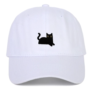 Casquette De Baseball Broderie Chat Noir Mignonne Coton Réglable Dessus Souple Pare-Soleil Extérieur Sport Hip Hop