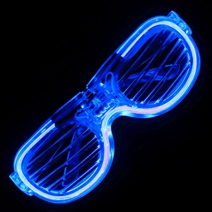 Blue LED glowing shutter shades for Christmas party and birthday events with flashing lights