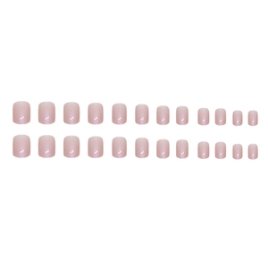 Faux ongles courts carrés rose aurore avec 24 pièces et une finition brillante