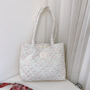 Sac fourre-tout matelassé en coton à imprimé floral de style champêtre français
