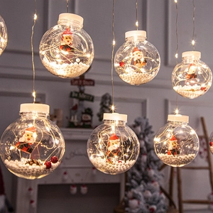 Christmas tree hanging ball lamp with Santa landscape and warm LED lights for decor