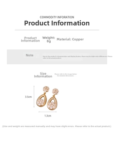 Detail view of 18K gold plated teardrop earrings with dimensions 3.5cm and 1.3cm size