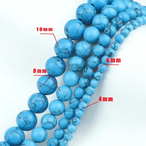 Blue turquoise stone beads in 4mm to 10mm sizes for DIY jewelry making with mesh texture
