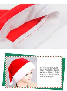 Detailed close-up of velvet Santa hat stitching and interior fabric for adults