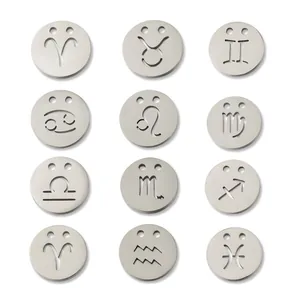 Sternzeichen Anhänger Hochglanzpolierter Edelstahl Hohl Konstellation Anhänger Doppel Loch DIY Schmuck Komponenten