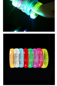 Close-up of vibrant LED bubble bracelets in multiple colors for party and event glow