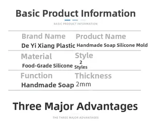 Detailed specifications of 2mm food-grade silicone molds for handmade soap production