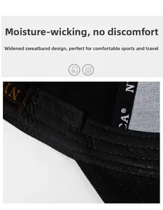 Detail view of the widened sweatband with moisture-wicking fabric inside the baseball cap