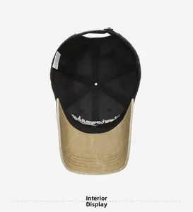 Internal view showing 100% cotton lining and sweatband of the two-tone baseball cap