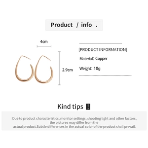 Detailed view of hollow teardrop earrings with dimensions 4cm x 2.9cm and copper material