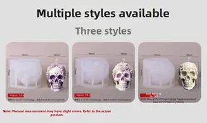 Detailed view of skull rose silicone molds with dimensions for DIY candle making