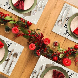 Lot de 4 sets de table de Noël avec motif bonhomme de neige et décor festif