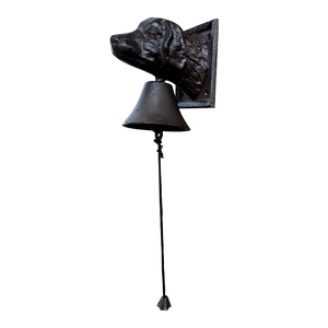 Rustic cast iron dog head door bell with antique finish for garden and cafe wall decor