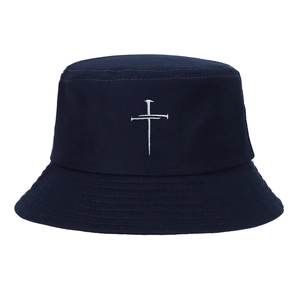 Chapeau Bob En Coton Broderie Croix Hip Hop Streetwear Protection Solaire Chapeau Extérieur Décontracté Pour Femmes Hommes
